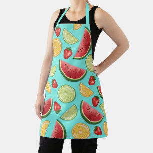 Farbige Sommerfrüchte Melone Zitrone Erdbeere Schürze