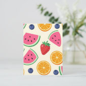 Farbige Sommerfrüchte Wassermelone Orange Postkarte (Stehend Vorderseite)