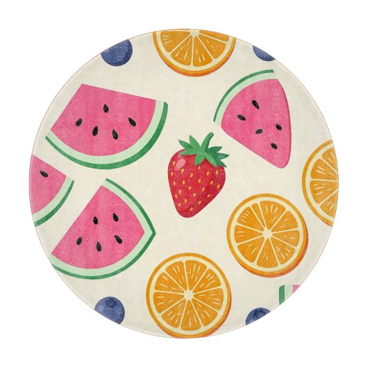 Farbige Sommerfrüchte Wassermelone Orange Schneidebrett (Vorderseite)