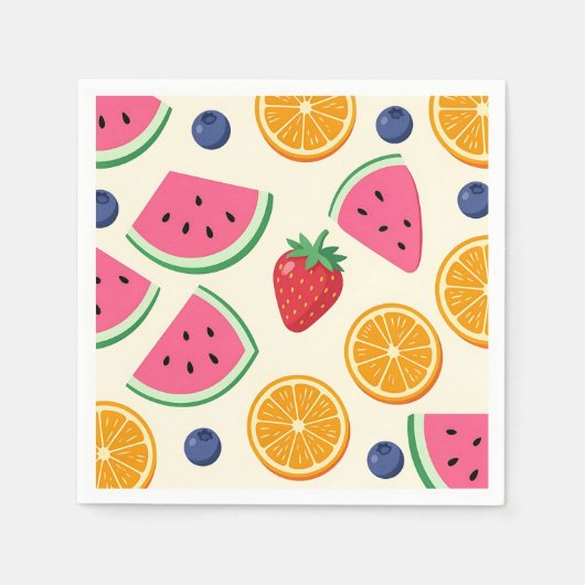 Farbige Sommerfrüchte Wassermelone Orange Serviette (Vorderseite)