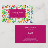 Farbige Sommerfrüchte, weiß und lila Visitenkarte (Vorne/Hinten)