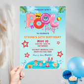 Farbige Sommergeburtseinladung / Pool-Party I Einladung