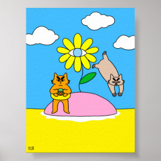 Farbige Sommerstimmungskatze Poster