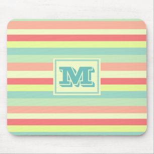 Farbige Sommerstreifen mit Monogramm Mousepad