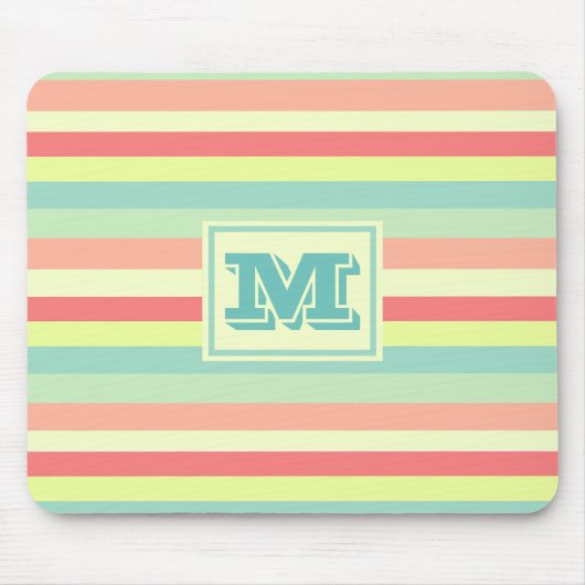 Farbige Sommerstreifen mit Monogramm Mousepad (Vorne)