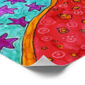 Farbige Sonne, Mond und Sterne Poster 24" x 24" (Ecke)