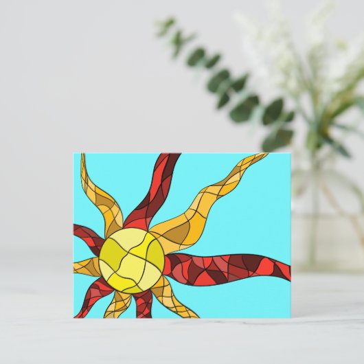 Farbige Sonne Postkarte (Stehend Vorderseite)