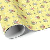 Farbige Sonne und Sterne Design Geschenkpapier (Rolleneckpunkt)
