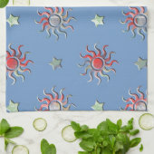 Farbige Sonne und Sterne Design Geschirrtuch (Gefaltet)