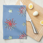 Farbige Sonne und Sterne Design Geschirrtuch (Viertel Falte)