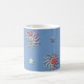 Farbige Sonne und Sterne Design Kaffeetasse (Mittel)