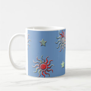 Farbige Sonne und Sterne Design Kaffeetasse