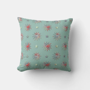 Farbige Sonne und Sterne Design Kissen