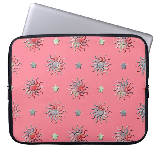 Farbige Sonne und Sterne Design Laptopschutzhülle (Vorderseite)