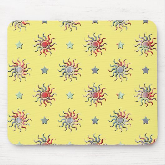 Farbige Sonne und Sterne Design Mousepad (Vorne)