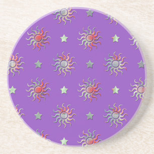 Farbige Sonne und Sterne Design Untersetzer