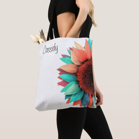 Farbige Sonnenblume Personalisiert Tasche (Von Nahem)