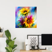 Farbige Sonnenblume Poster (Heimbüro)