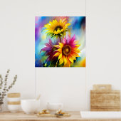 Farbige Sonnenblume Poster (Küche)