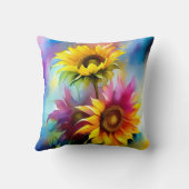 Farbige Sonnenblumen Kissen (Rückseite)