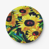 Farbige Sonnenblumen, kundenspezifisch bedruckte P Pappteller (Vorderseite)