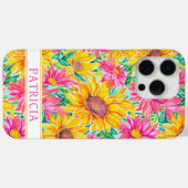 Farbige Sonnenblumen-Malerei mit Monogramm Case-Mate iPhone Hülle (Rückseite (Horizontal))