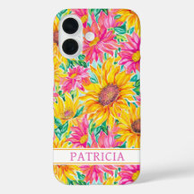 Farbige Sonnenblumen-Malerei mit Monogramm