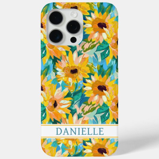 Farbige Sonnenblumen-Malerei monogrammiert Case-Mate iPhone Hülle (Rückseite)