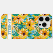 Farbige Sonnenblumen-Malerei monogrammiert Case-Mate iPhone Hülle (Rückseite (Horizontal))