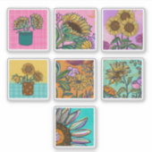 Farbige Sonnenblumen-Malerei-Sticker-Bogen Aufkleber (Vorderseite)