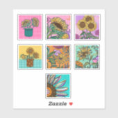 Farbige Sonnenblumen-Malerei-Sticker-Bogen Aufkleber (Blatt)