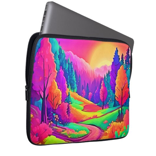 Farbige Sonnenuntergangsansicht Laptopschutzhülle (Vorne Rechts)