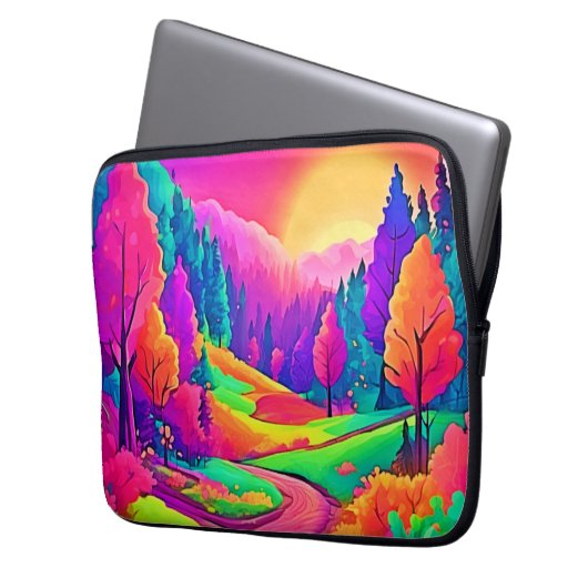 Farbige Sonnenuntergangsansicht Laptopschutzhülle (Vorderseite Links)