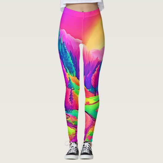 Farbige Sonnenuntergangsansicht Leggings (Vorderseite)