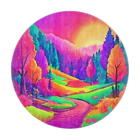 Farbige Sonnenuntergangsansicht Schneidebrett (Vorderseite)