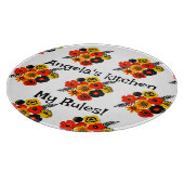 Farbige spanische Blume bearbeiten Text Schneidebrett (Ecke)