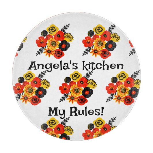 Farbige spanische Blume bearbeiten Text Schneidebrett (Vorderseite)