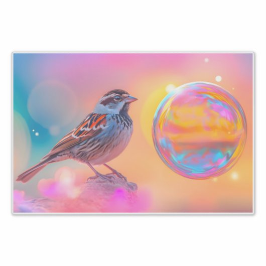 Farbige Sparrow und Regenbogenblase Aufkleber (Vorderseite)