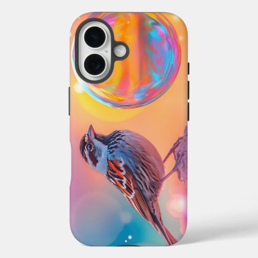 Farbige Sparrow und Regenbogenblase Case-Mate iPhone Hülle (Rückseite)