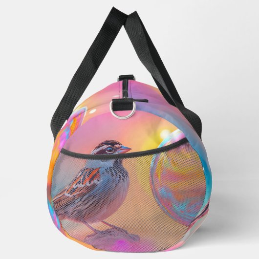 Farbige Sparrow und Regenbogenblase Duffle Bag (Rechts)