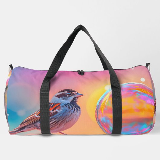 Farbige Sparrow und Regenbogenblase Duffle Bag (Rückseite)