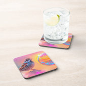 Farbige Sparrow und Regenbogenblase Getränkeuntersetzer (Rechte Seite)