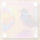Farbige Sparrow und Regenbogenblase Glasuntersetzer (Rückseite)