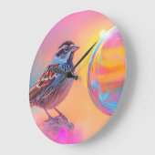 Farbige Sparrow und Regenbogenblase Große Wanduhr (Winkel)