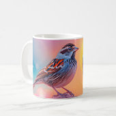 Farbige Sparrow und Regenbogenblase Kaffeetasse (Vorderseite Links)