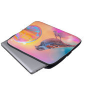 Farbige Sparrow und Regenbogenblase Laptopschutzhülle (Vorne Knopf)
