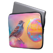 Farbige Sparrow und Regenbogenblase Laptopschutzhülle (Vorderseite Links)