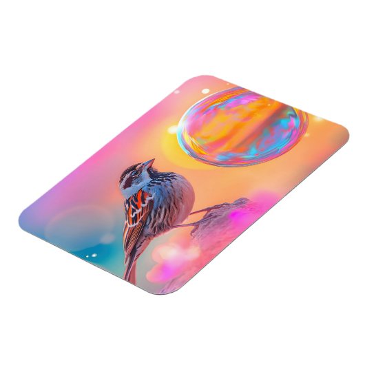 Farbige Sparrow und Regenbogenblase Magnet (Linke Seite)