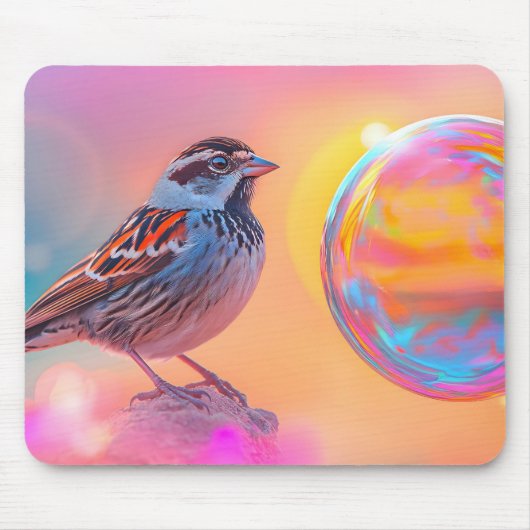Farbige Sparrow und Regenbogenblase Mousepad (Vorne)