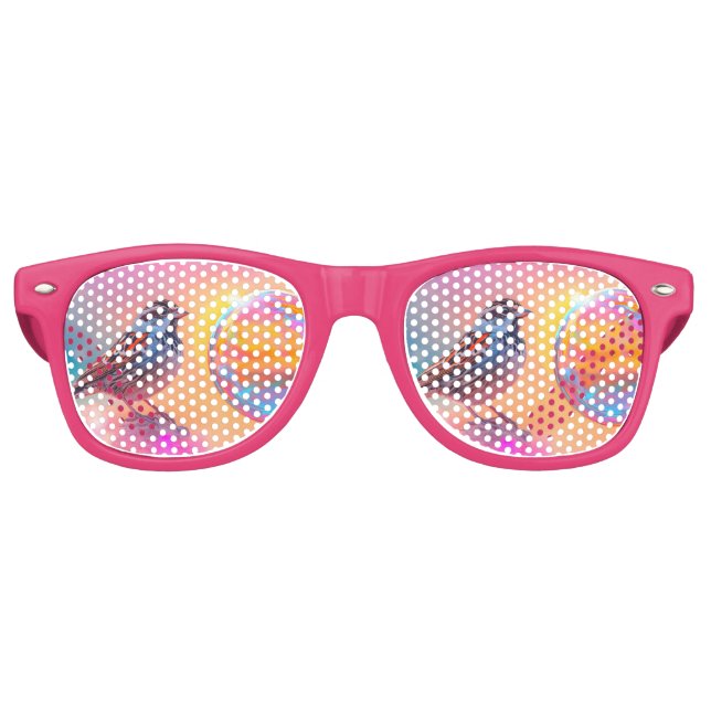 Farbige Sparrow und Regenbogenblase Partybrille (Vorderseite)